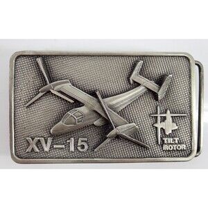 XV-15 Tilt Roter Military Aircraft Pewter Belt Buckle Collector Series 3" x 2"